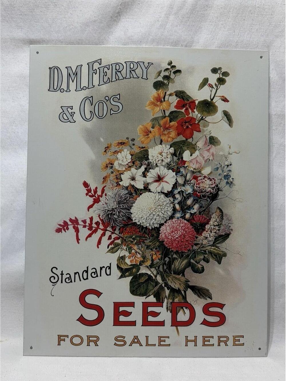 Tin vintage Style Poster:  D.M. Ferry & Co's "Standard Seeds" Advertisement